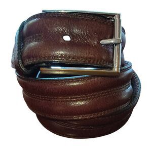 John W. Nordstrom Brown Genuine Leather Belt Size 34 Handcrafted In The USA